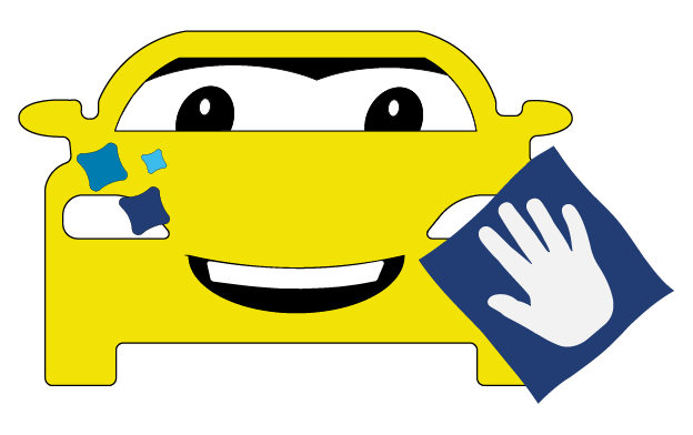 Cleaning Towels0.5x Vector of a hand wiping a car with a towel representing The Auto Spa's free microfiber cleaning towels