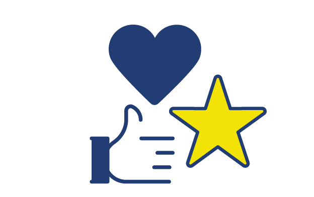 Friendly Service0.5x Vector of a heart, star, and thumbs up representing The Auto Spa's friendly customer service