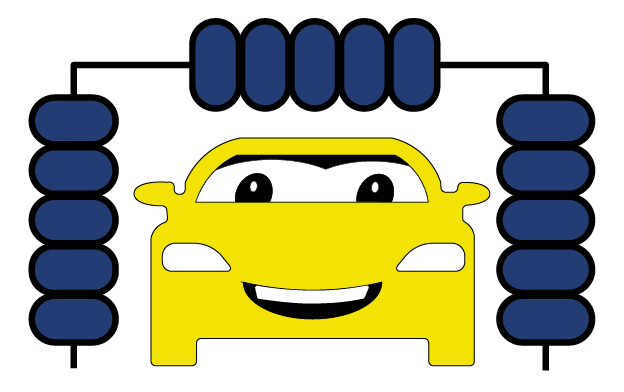 Soft Touch0.5x Vector of car with car wash brushes representing The Auto Spa's soft touch car wash